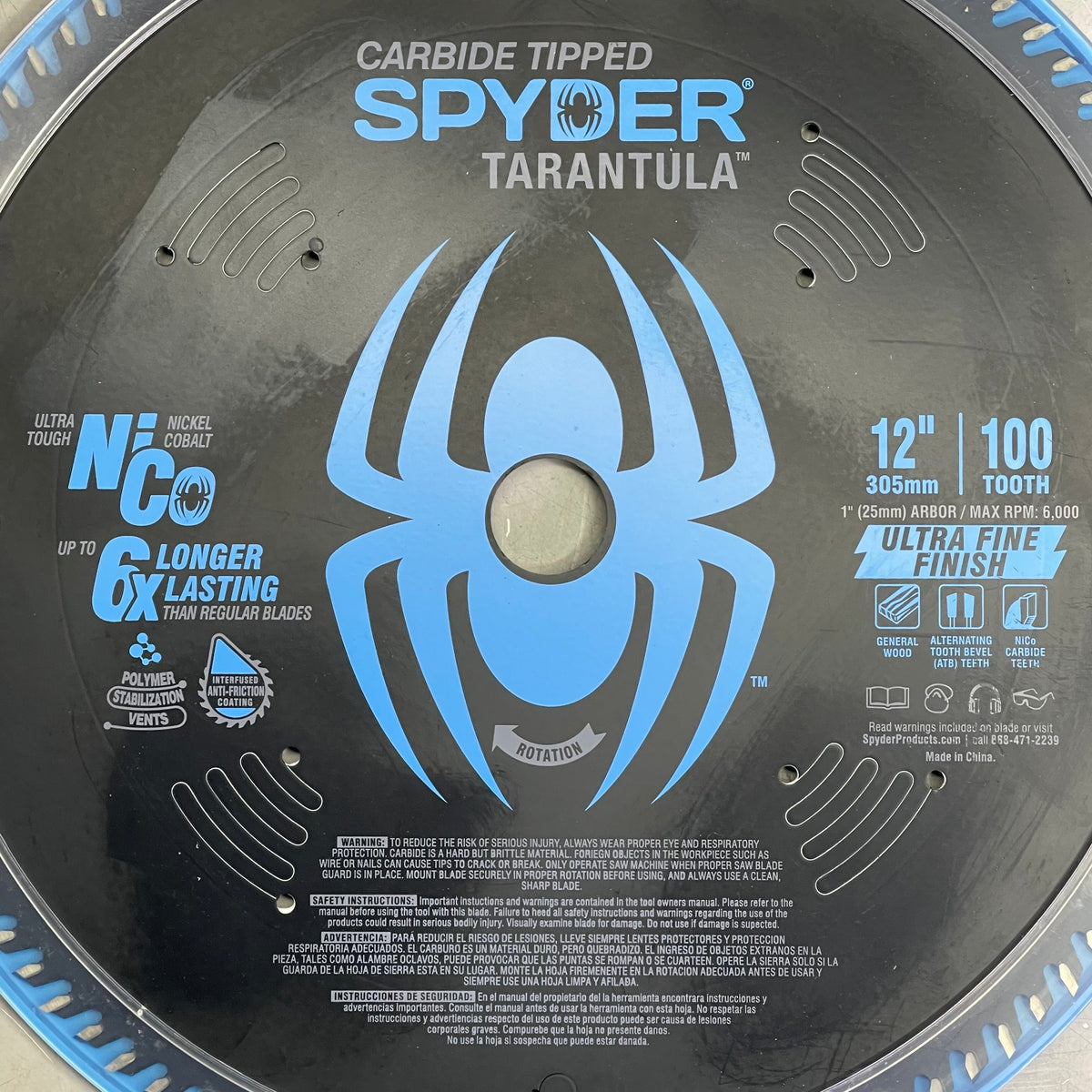 SPYDER Tarantula Ultra Fine Finish Circular Saw Blade 100-Tooth, 12" Black 13027
