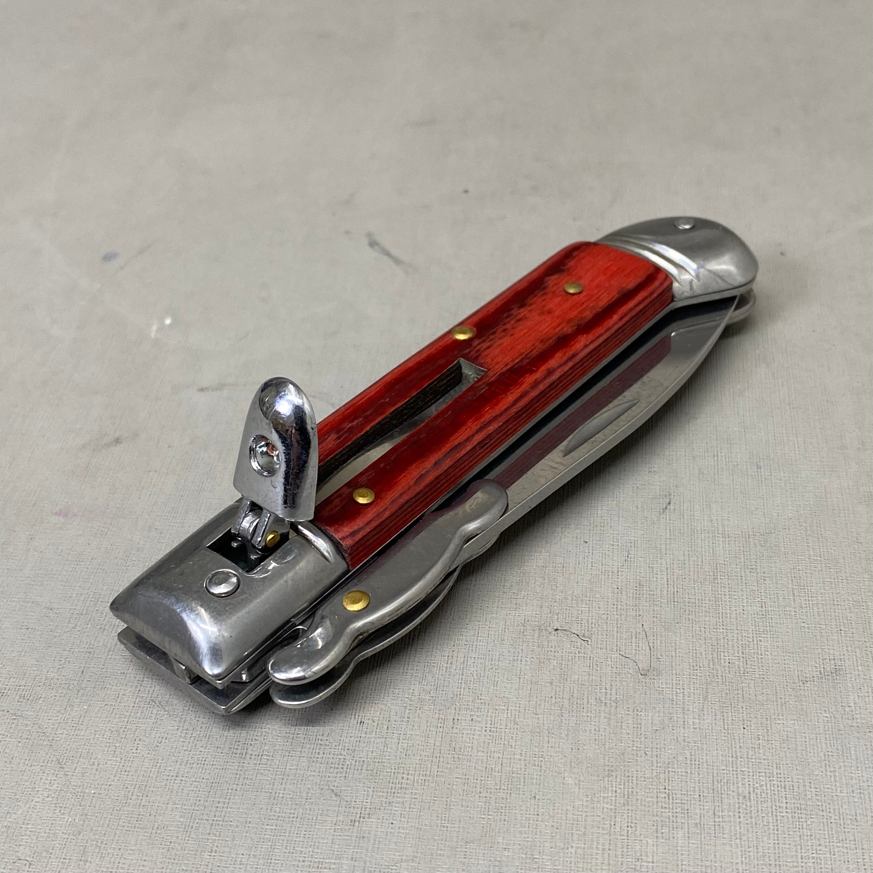 ZA@ ARMED FORCE TACTICAL Handcrafted OTF Pocket Knife 3.5" Blade 8" Overall Length Red ST-10WD