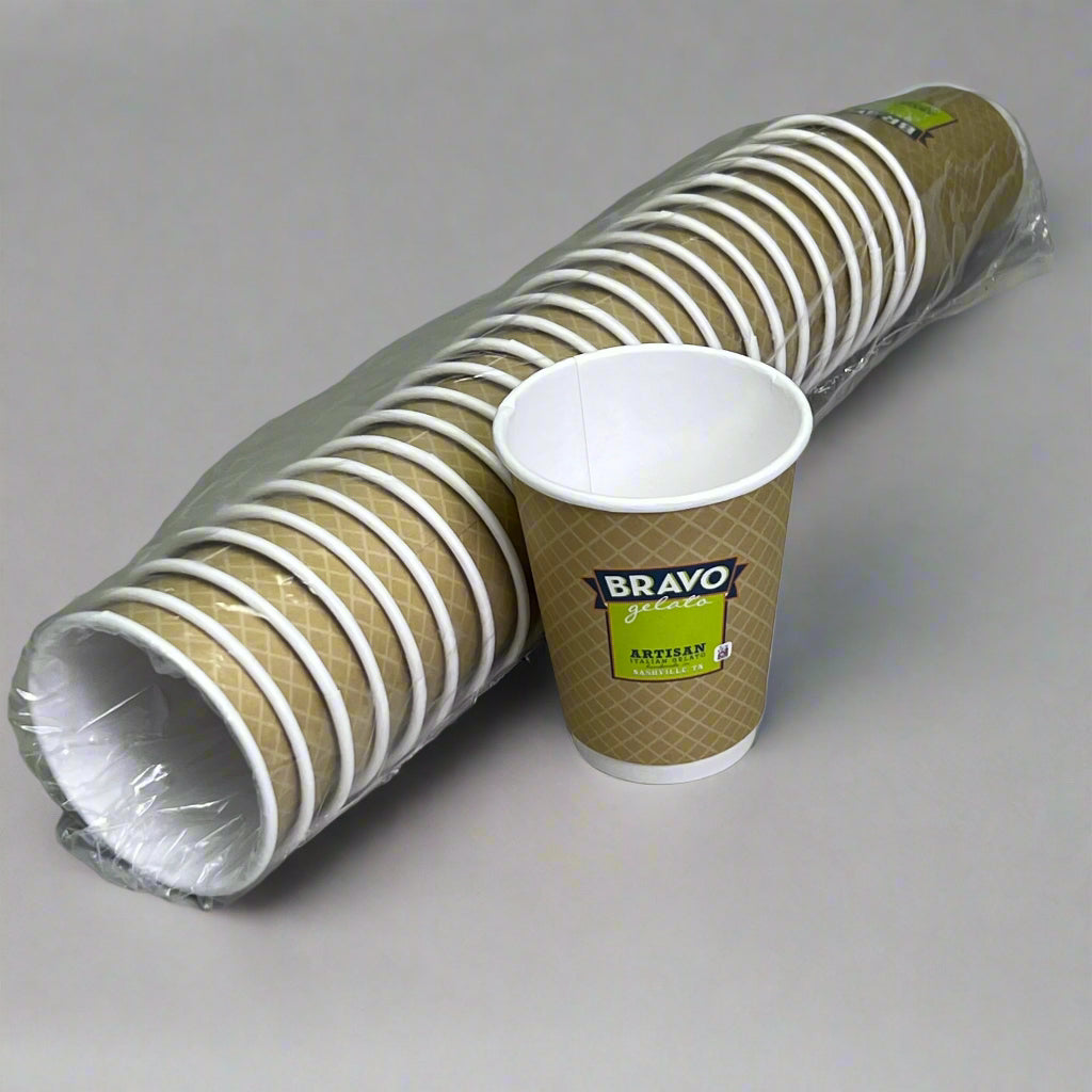 BRAVO (500 Cups) 12oz Double Wall Recycled Paper Cup Brown 511576