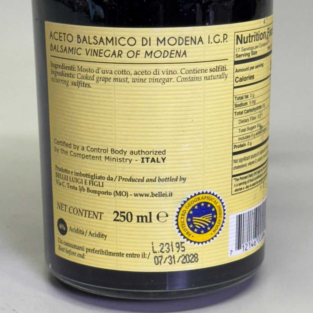 BELLEI Aged Balsamic Vinegar of Modena Sz 8.45 fl oz, Precious Yellow
