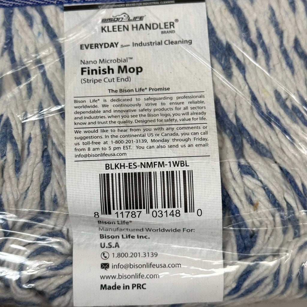 BISON LIFE (10 PACK) Nano Microbial Finish Mop Strip Cut End 1.25" BLKHESNMFM