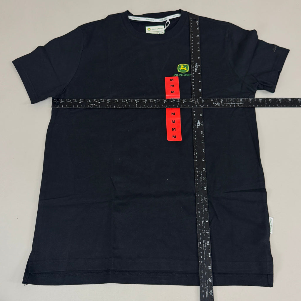 JOHN DEERE Embroidered Logo Short Sleeve Tee Shirt Men's Sz M Black 1896842