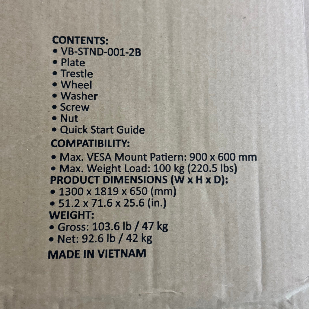 VIEWSONIC Universal Display Cart for 55-86 in Displays, Black VN-STND-001-2B