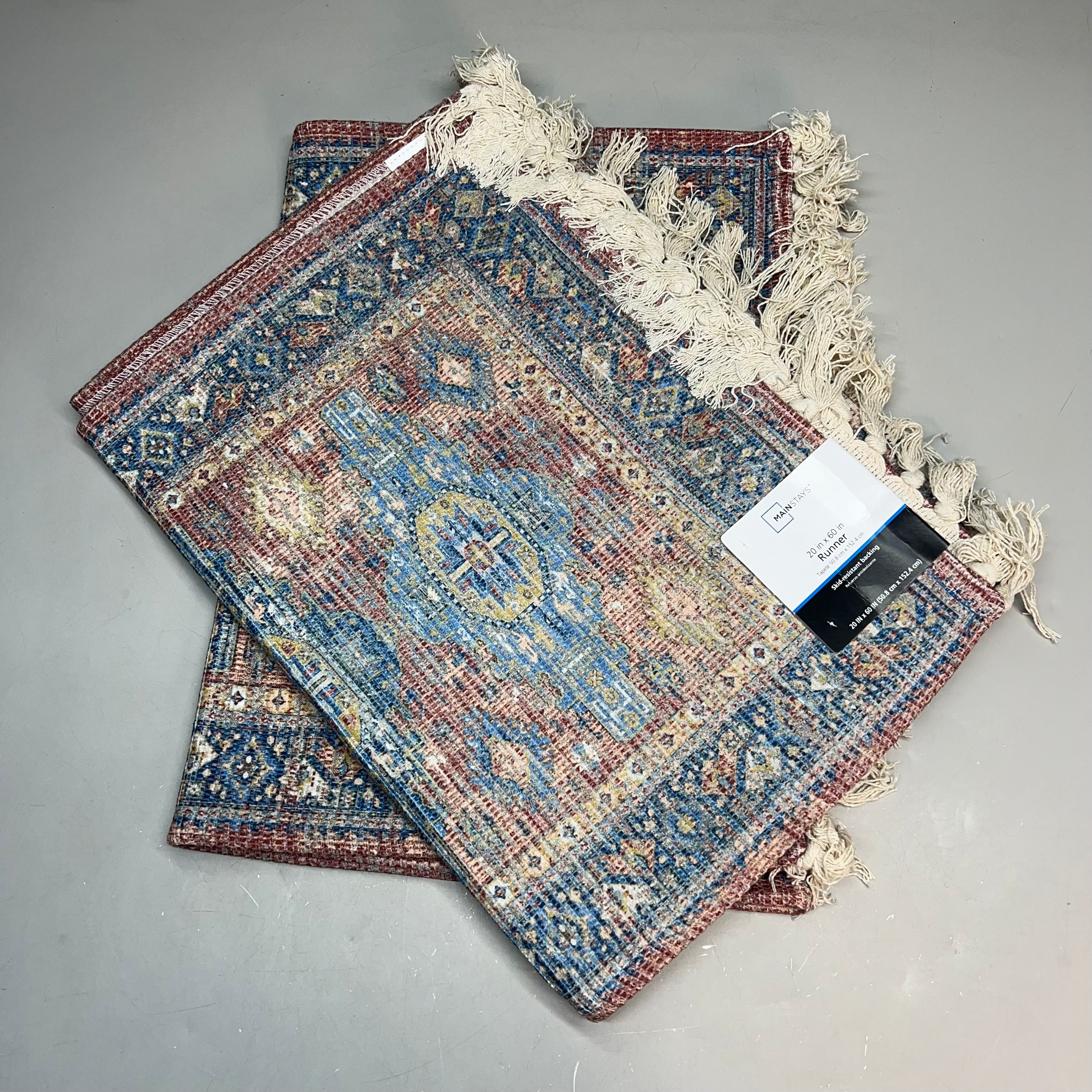 MAINSTAYS (2 PACK) Indoor Polyester Runner Rug 20"x60" Vintage Red MSS2100946517002