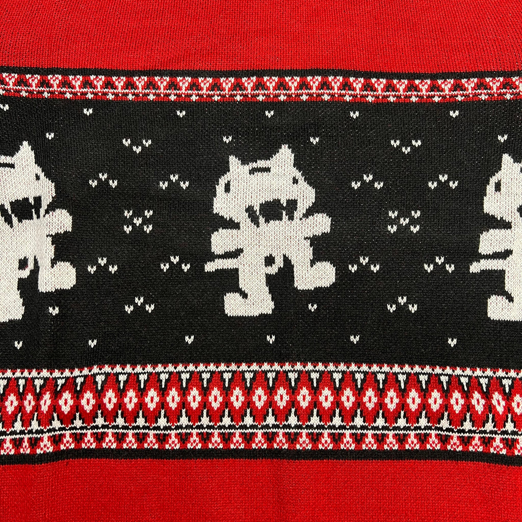 MONSTERCAT Records Holiday Intarsia Pullover Sweater Men's Sz S Deep Red/Black