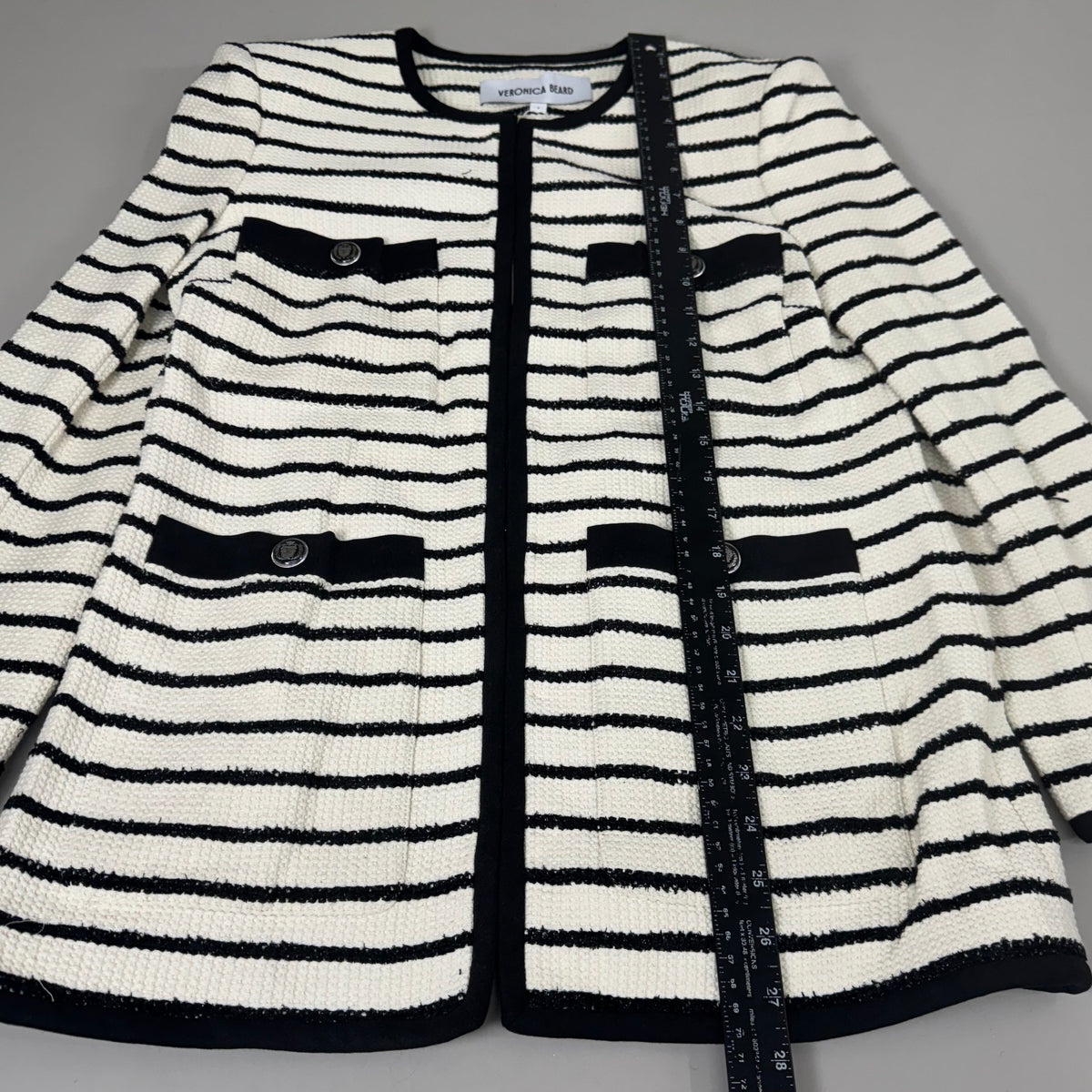 VERONICA BEARD Women's Foster Dickey Jacket Sz-4 Ivory/Black 2406TW7410717