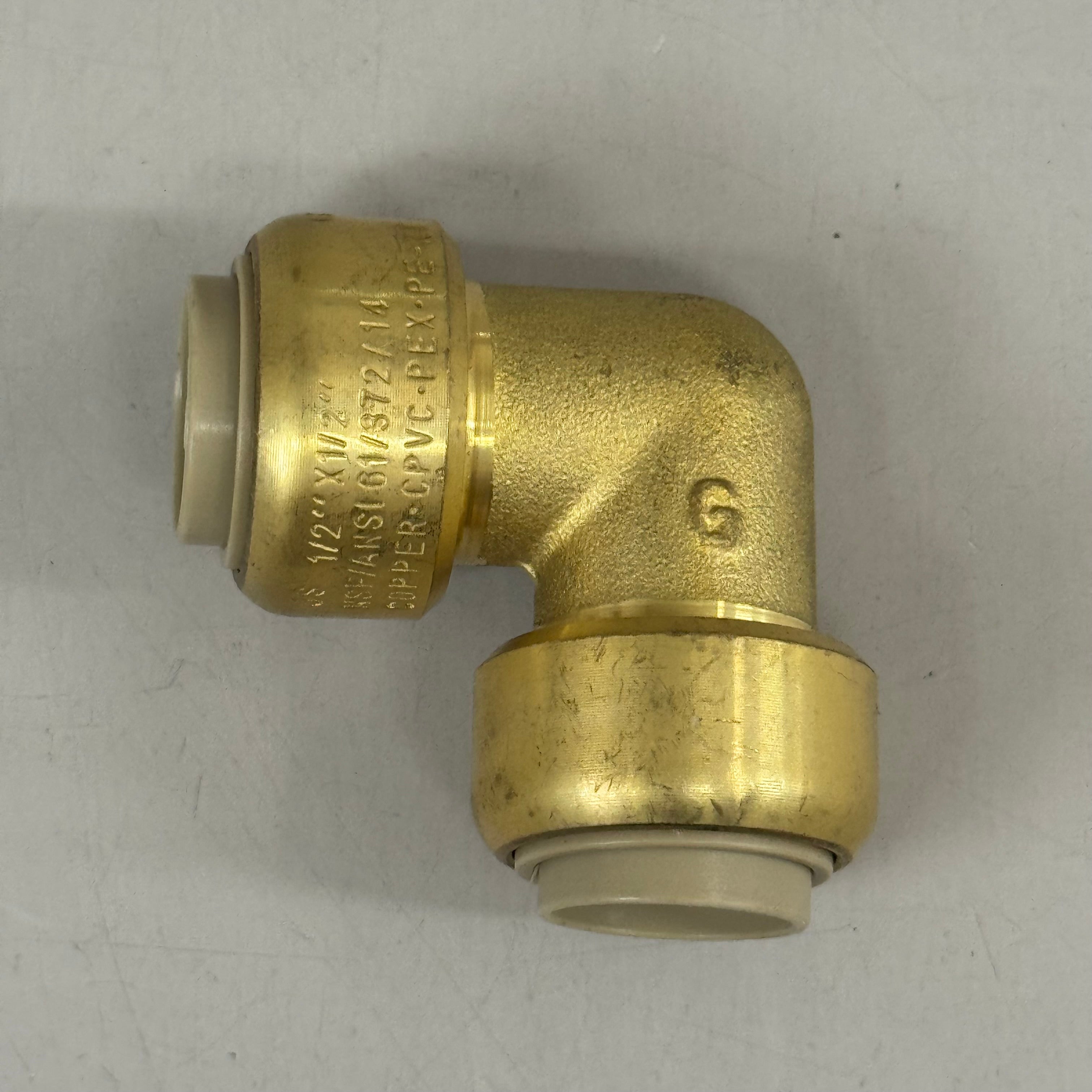 JONES STEPHENS Plumbite 90 Elbow Push On  1/2"x1/2" Brass C77425LF