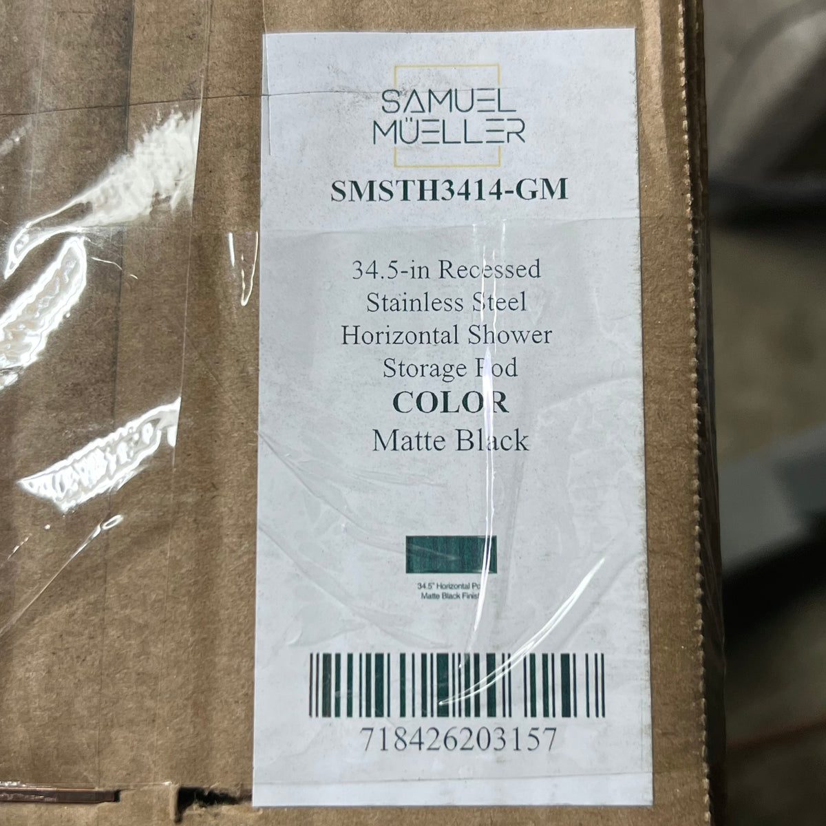 SAMUEL MUELLER Recessed Horizontal Shower Storage Pod Sz 34.5", Matte Black
