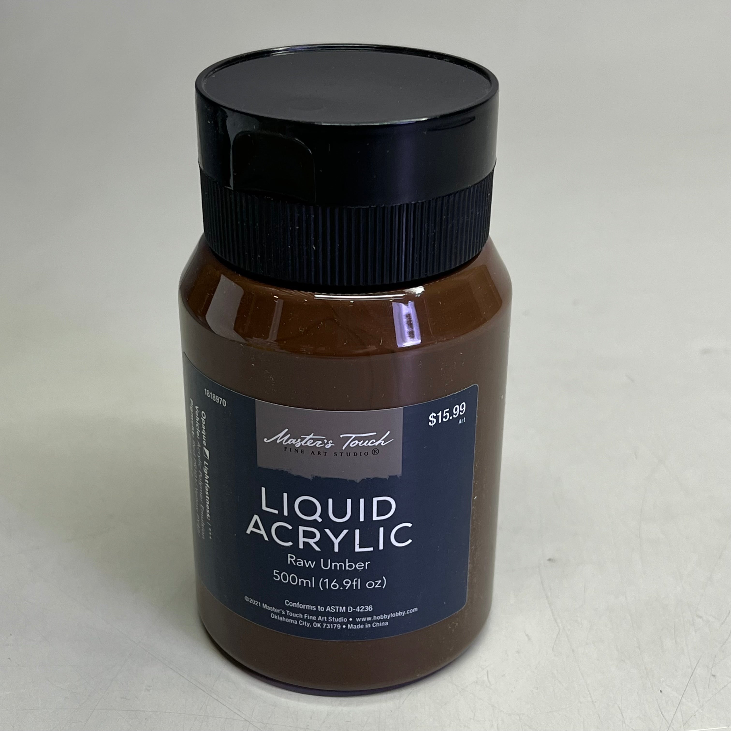 MASTERS TOUCH (2 PACK) Liquid Acrylic Artist Paint 16.9 Fl Oz Raw Umber 1818970
