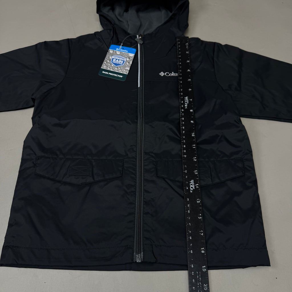 COLUMBIA Rain-Zilla Fleece Lined ZipUp Jacket Unisex Youth Sz XS Black RB3418-015