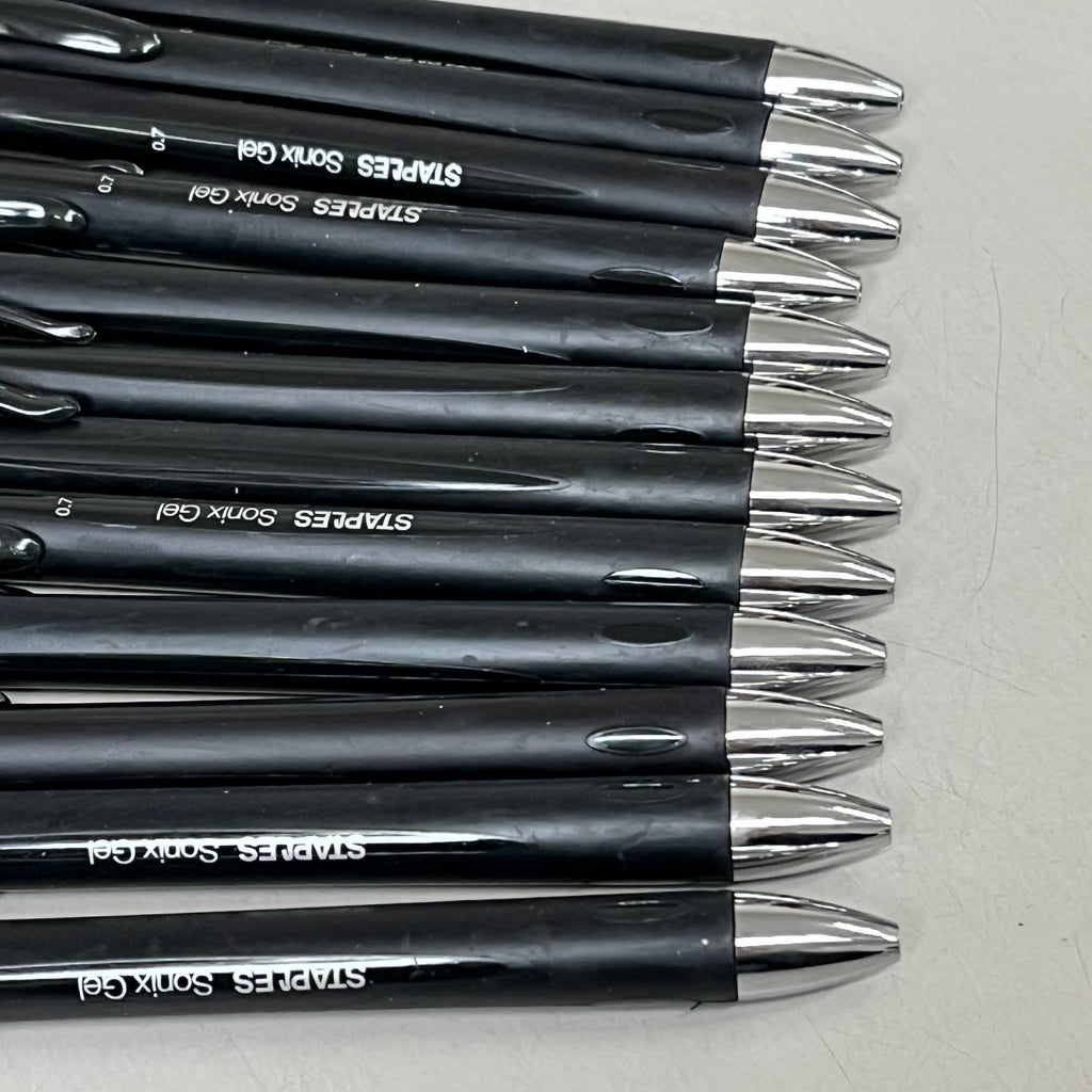 STAPLES (2 PACK, 12 EACH) Sonix Retractable Gel Pens Medium Point 0.7mm Black