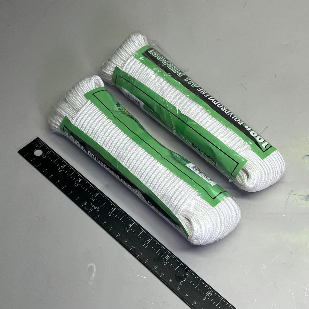 ROPE KING (2 PACK) Poly All-Purpose Clothesline 3/16" x 100' White POCL-100