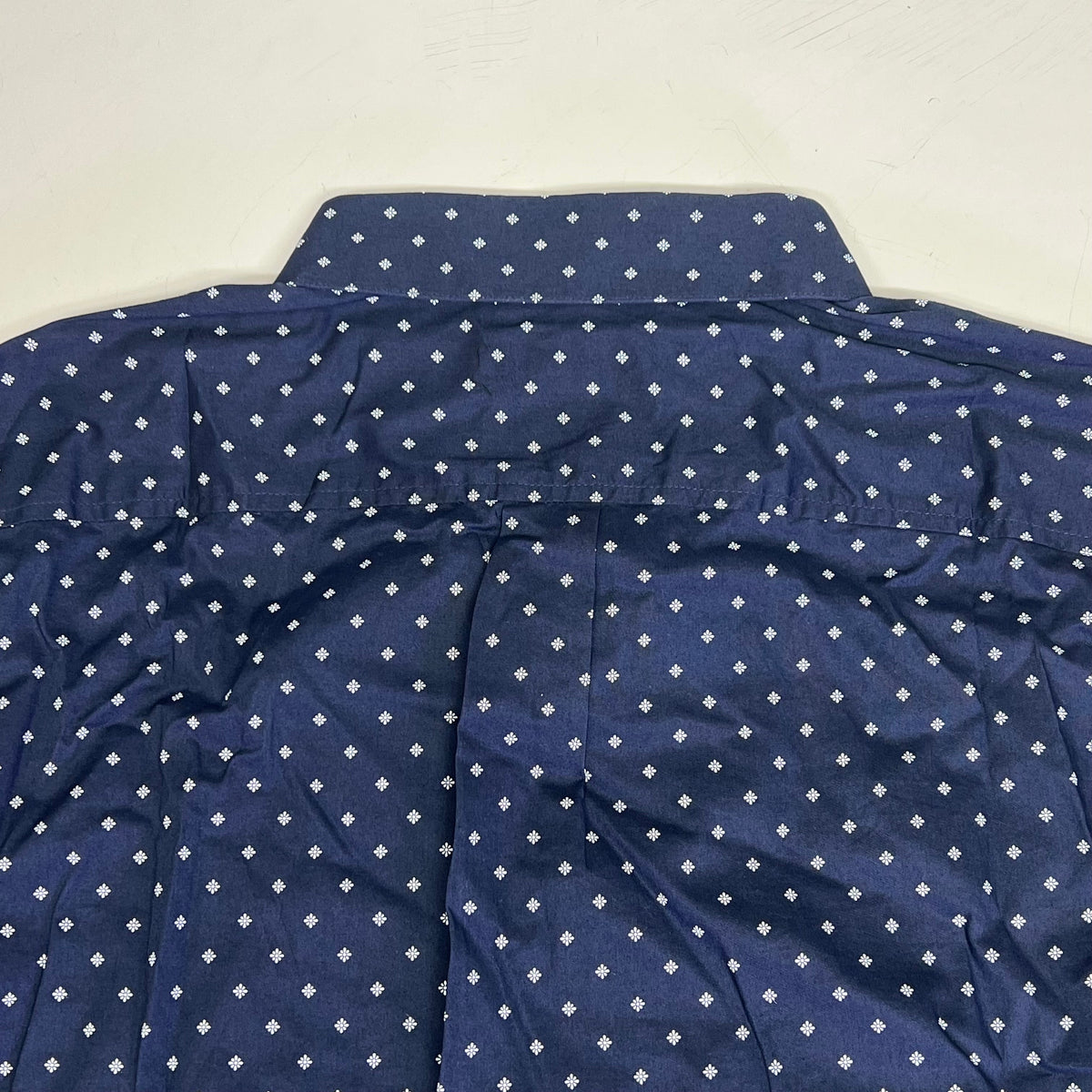 DOCKERS Stain Defender Button Up Shirt Daisy Pattern Men's Sz XXL Navy Blue