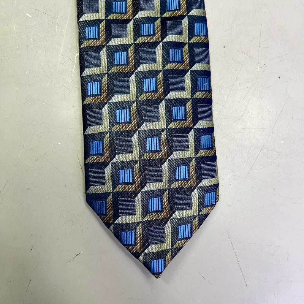 ALEXANDER JULIAN COLOURS 3D Square Tie 60" Blue/Multicolor Pattern (Pre-Owned)