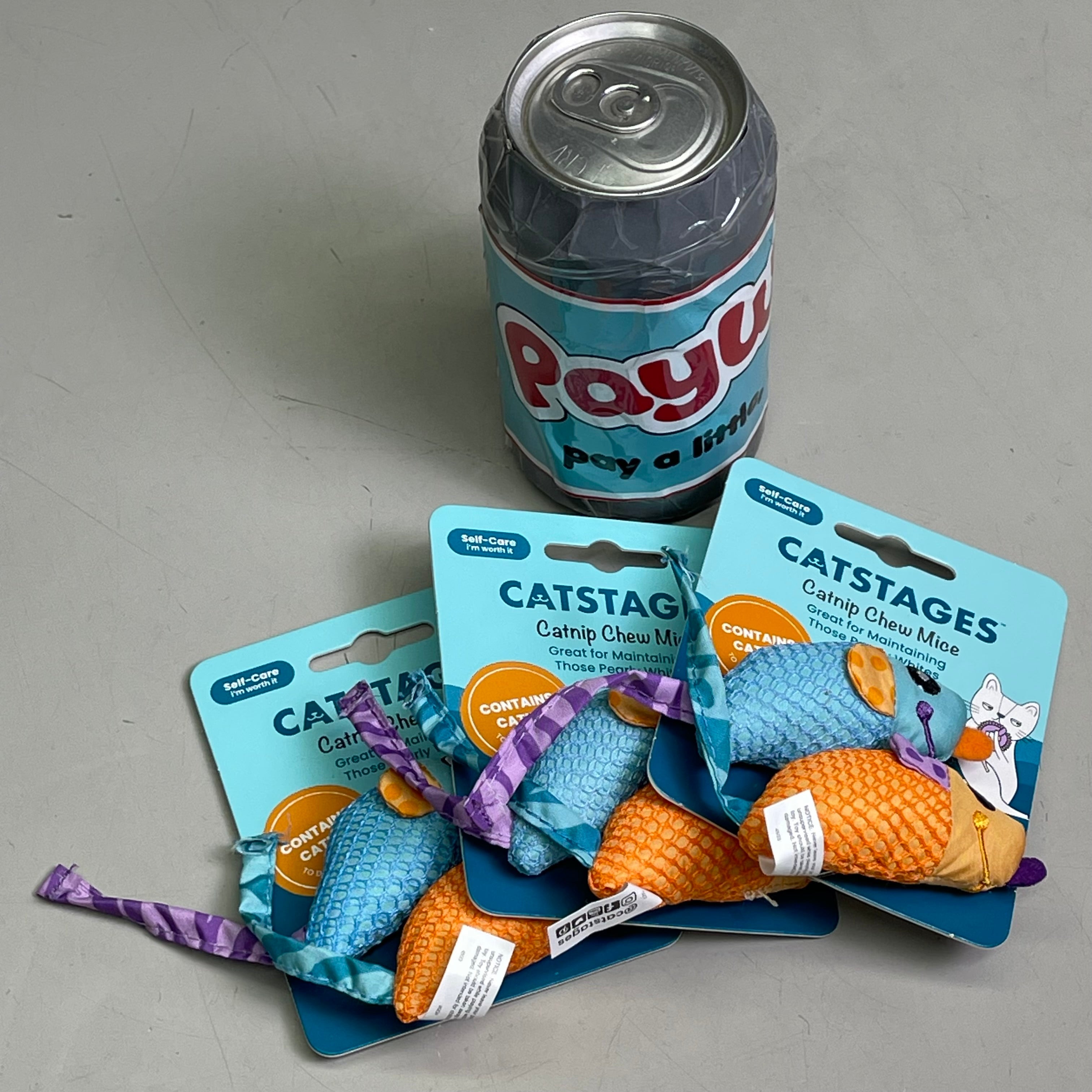 PETSTAGES (3-PACK) Catnip Chew Mice Catstages Dental Orang & Blue 327