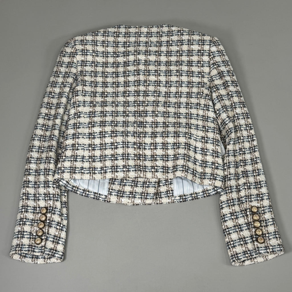 VERONICA BEARD Bentley Tweed Jacket Sz-2 Ivory/Camel 2406TW6810474