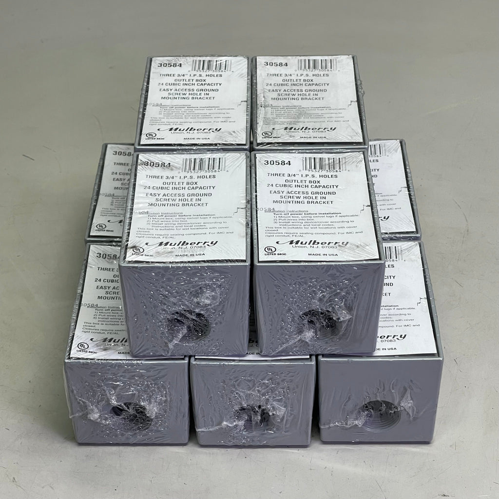 MULBERRY (10 PACK) Electrical Outlet Box, Wet Location Three 3/4" Hubs  Aluminum 30584