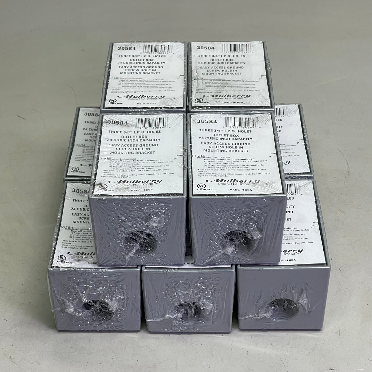 MULBERRY (10 PACK) Electrical Outlet Box, Wet Location Three 3/4" Hubs  Aluminum 30584