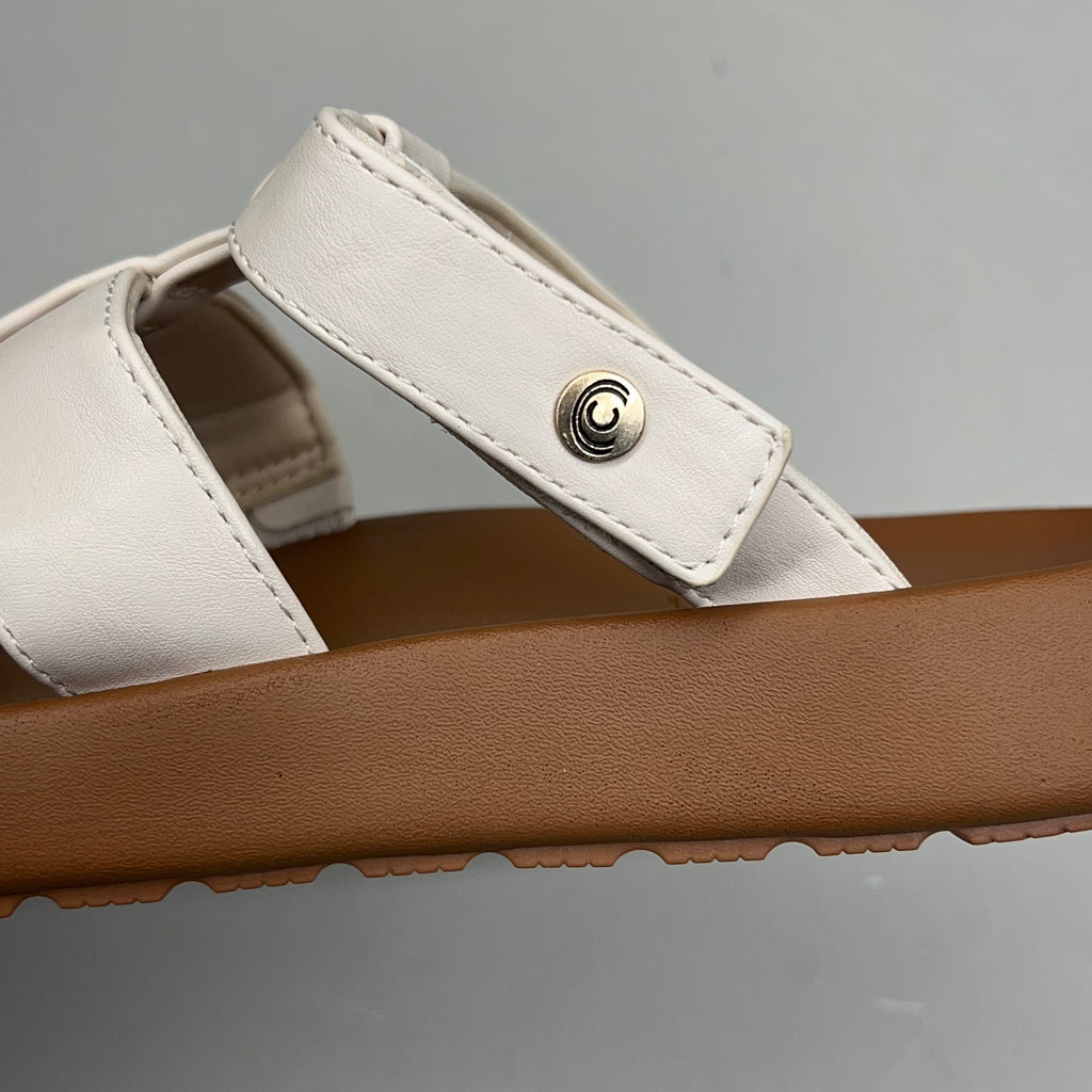 COBIAN Amalfi Synthetic Leather W/ Microfiber Lining Sandals Women's Sz 9, 39.5 EU Cream AMA25-110-9