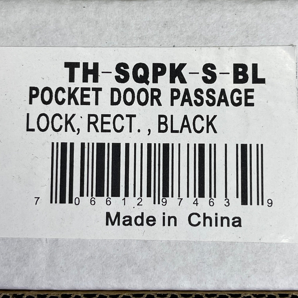 ORCA HARDWARE (2-PACK) Pocket Door Passage Lock Rectangular Black TH-SQPK-S-BL