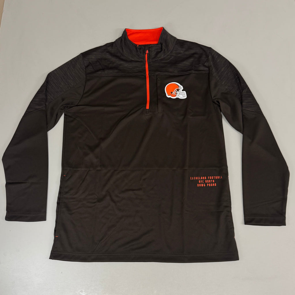 NFL Cleveland Browns Quarter Zip Pullover Shirt Long Sleeve L Brown 1802969
