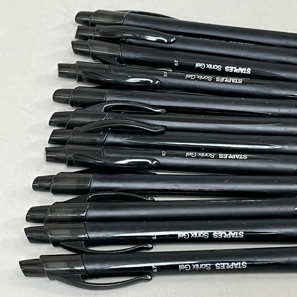 STAPLES (2 PACK, 12 EACH) Sonix Retractable Gel Pens Medium Point 0.7mm Black