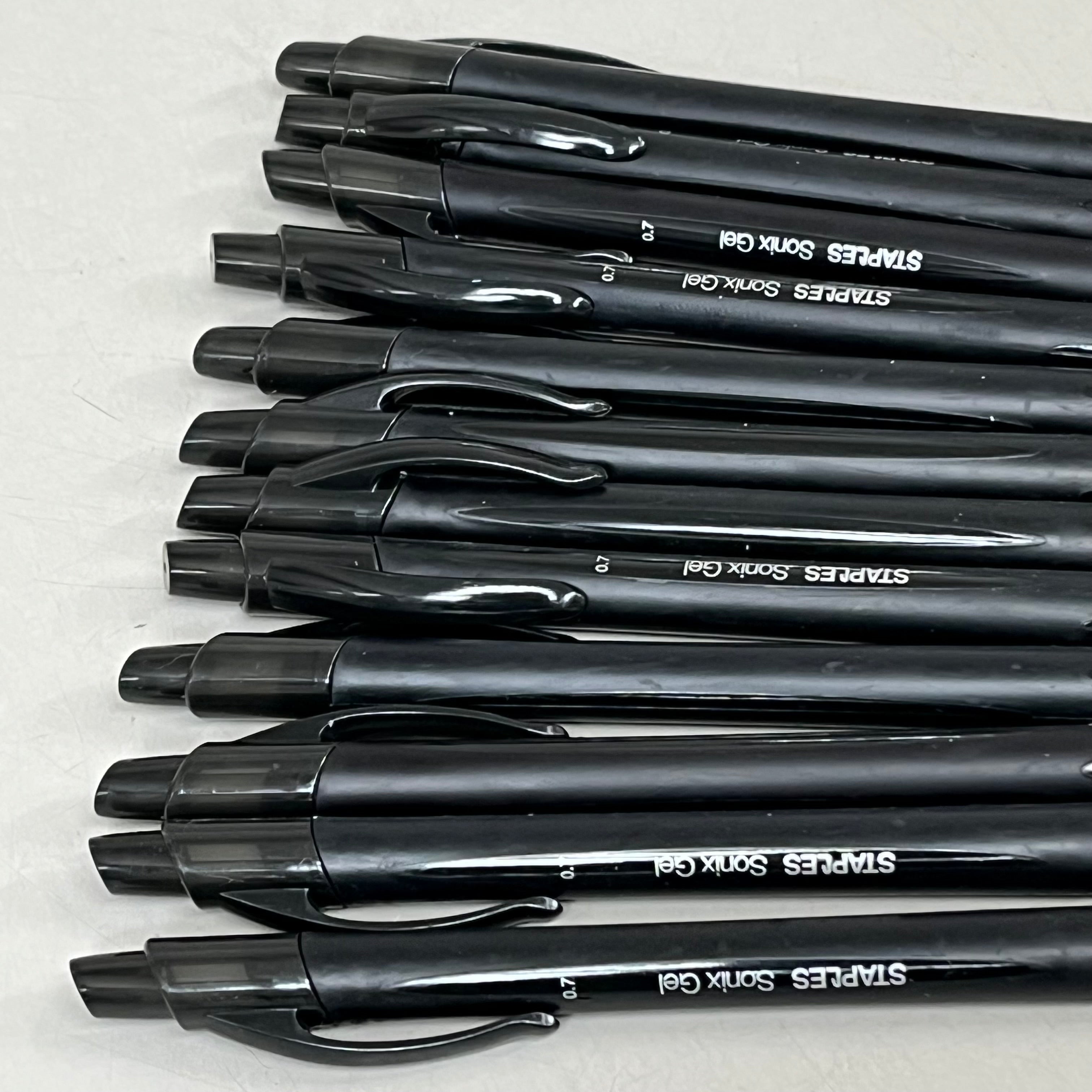 STAPLES (2 PACK, 12 EACH) Sonix Retractable Gel Pens Medium Point 0.7mm Black