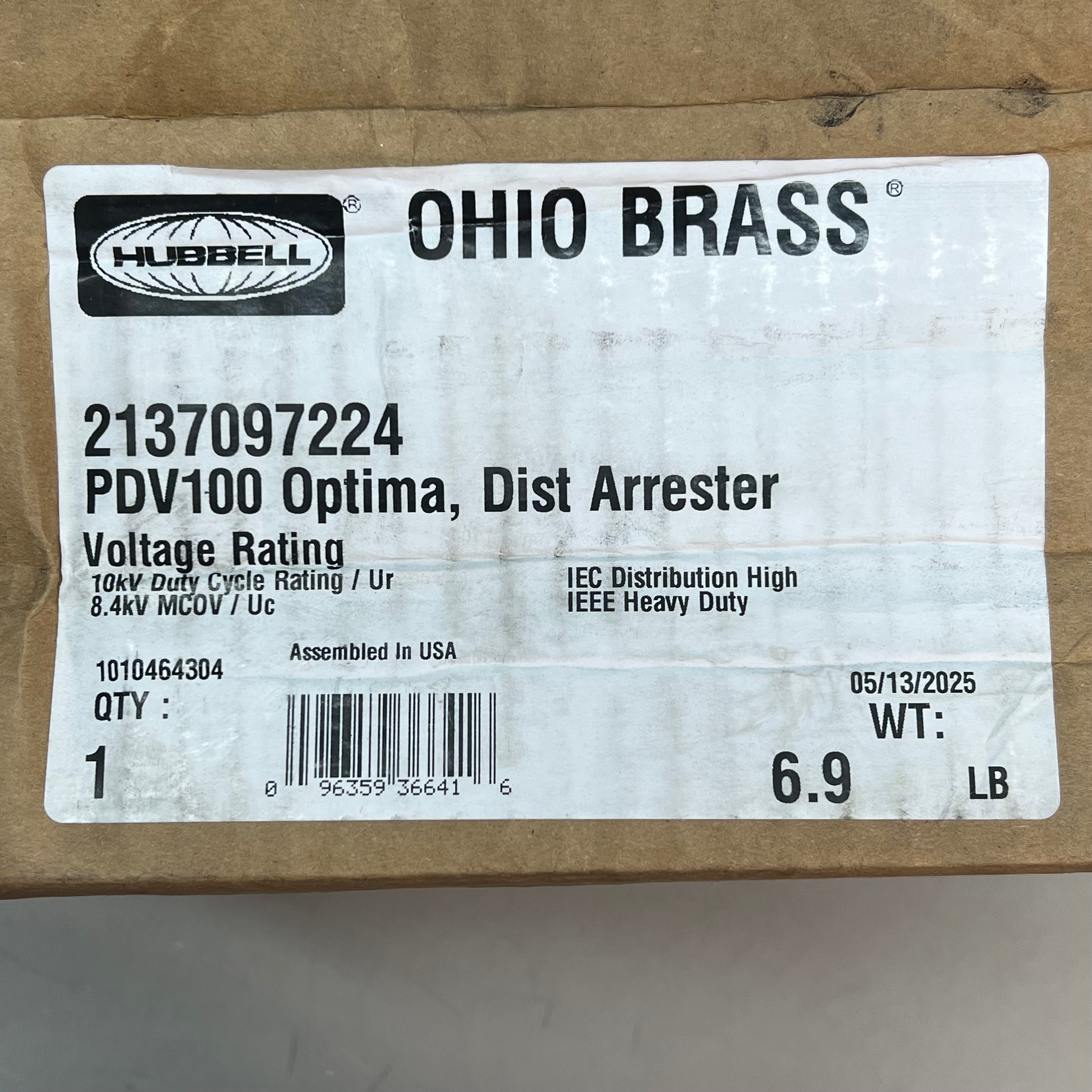 HUBBELL High Quality Optima Arrester 8.4 KV MCOV, 7224 Hardware PDV-100