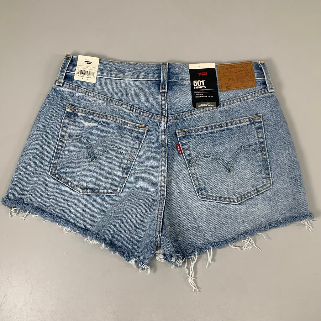 LEVIS 501 Original Fit High Rise Shorts Medium Wash Women's Sz 29 Mega Vibe Blue