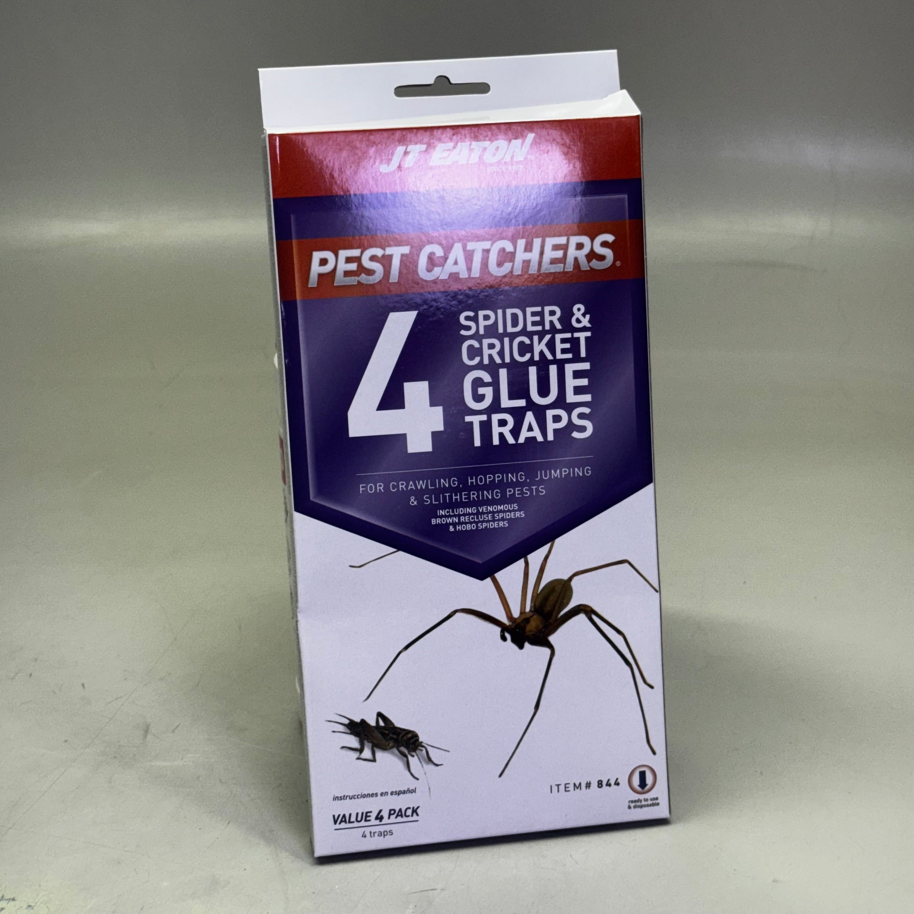 JT EATON (2 PACK of 4) Stick-Em Large Spider And Cricket Glue Trap Yellow PM844