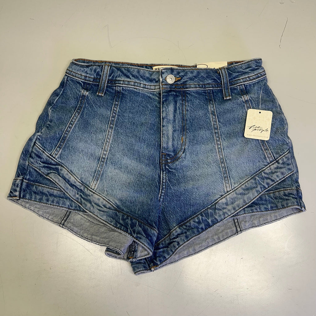 FREE PEOPLE CRVY Mona High-Rise Shorts  Women's Sz 29 Power Trip Blue 931600