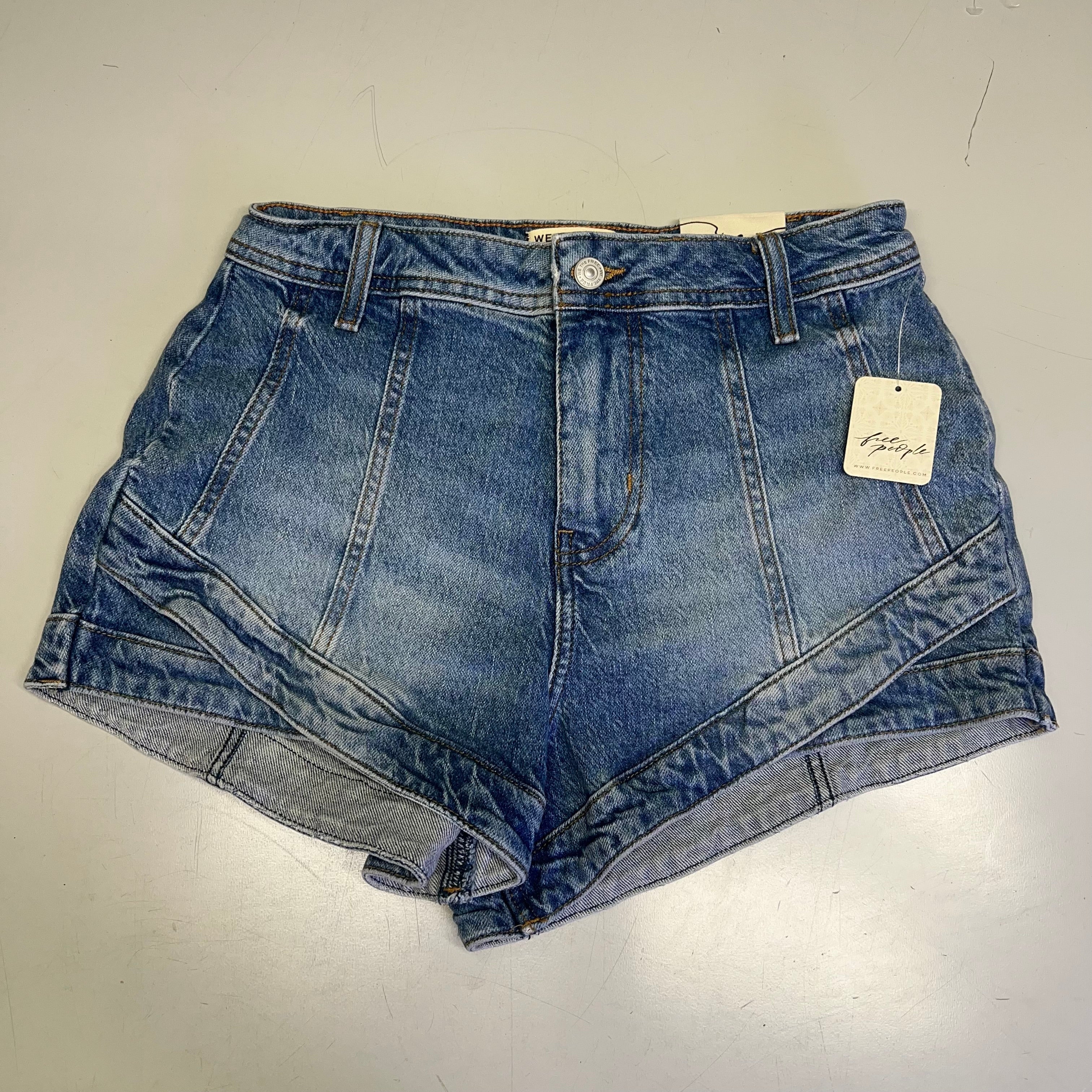 FREE PEOPLE CRVY Mona High-Rise Shorts  Women's Sz 29 Power Trip Blue 931600