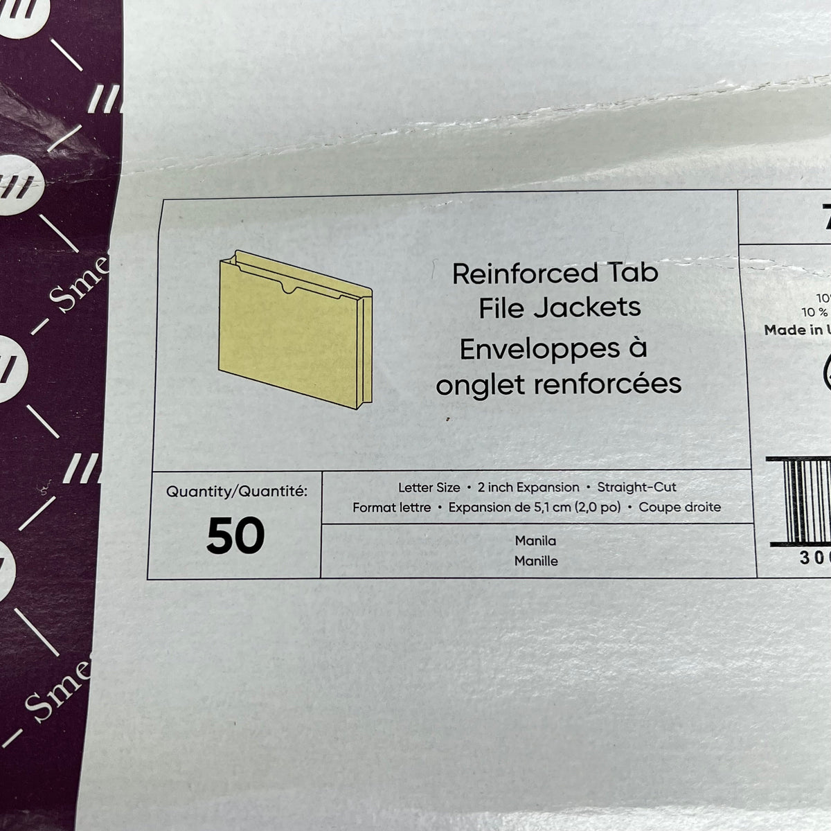 SMEAD (50 PACK) Reinforced Tab File Jackets Letter Sz 2" Expansion Manila  75560