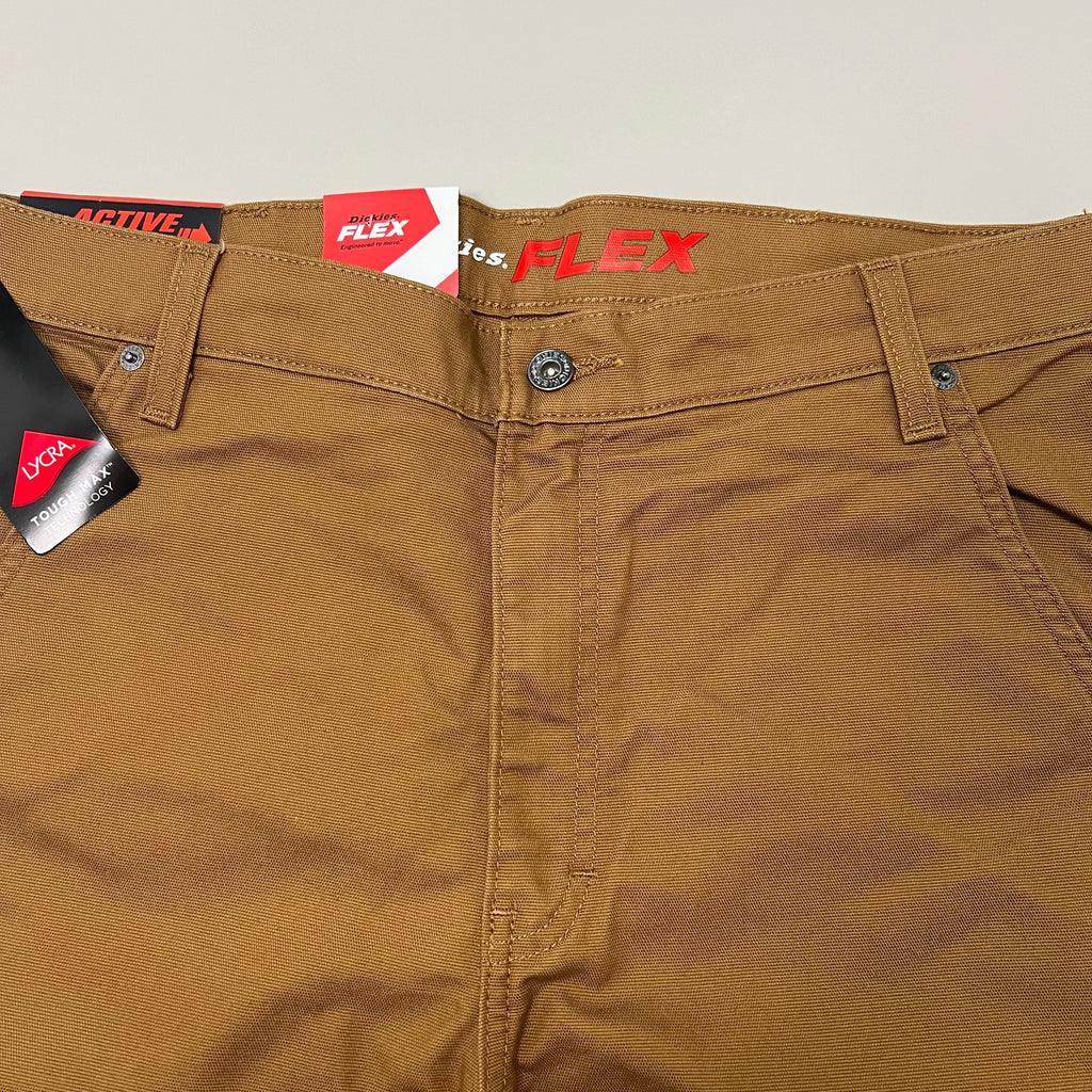 DICKIES Flex Regular Fit Double Knee Pant Men's Sz 42X32 Stonewashed Brown Duck