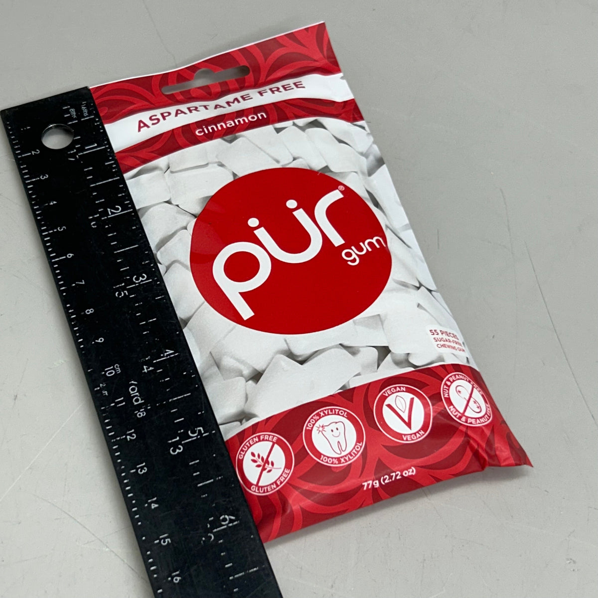 PUR (12 PACK, 55 Pieces Each) Sugar Free Cinnamon Flavored Chewing Gum