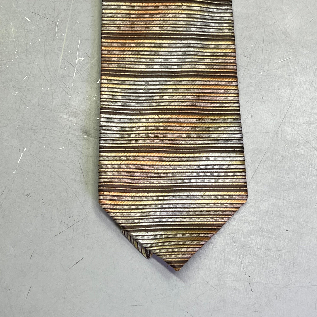 ALEXANDER JULIAN COLOURS Horizontal Design Tie 60" Brown/Orange/Yellow Pre-Owned