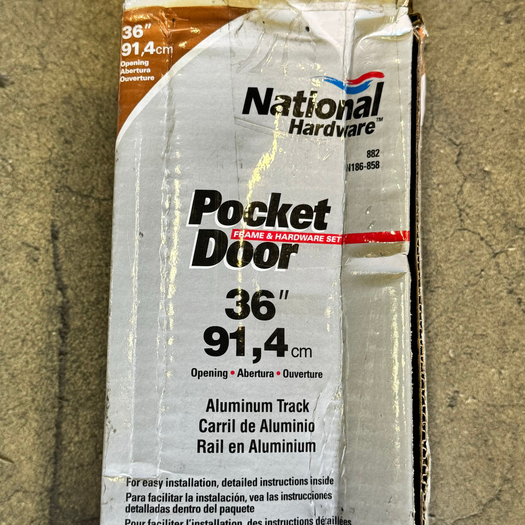 NATIONAL HARDWARE Pocket Door Frame & Hardware Set Sz 36" Silver N186-858