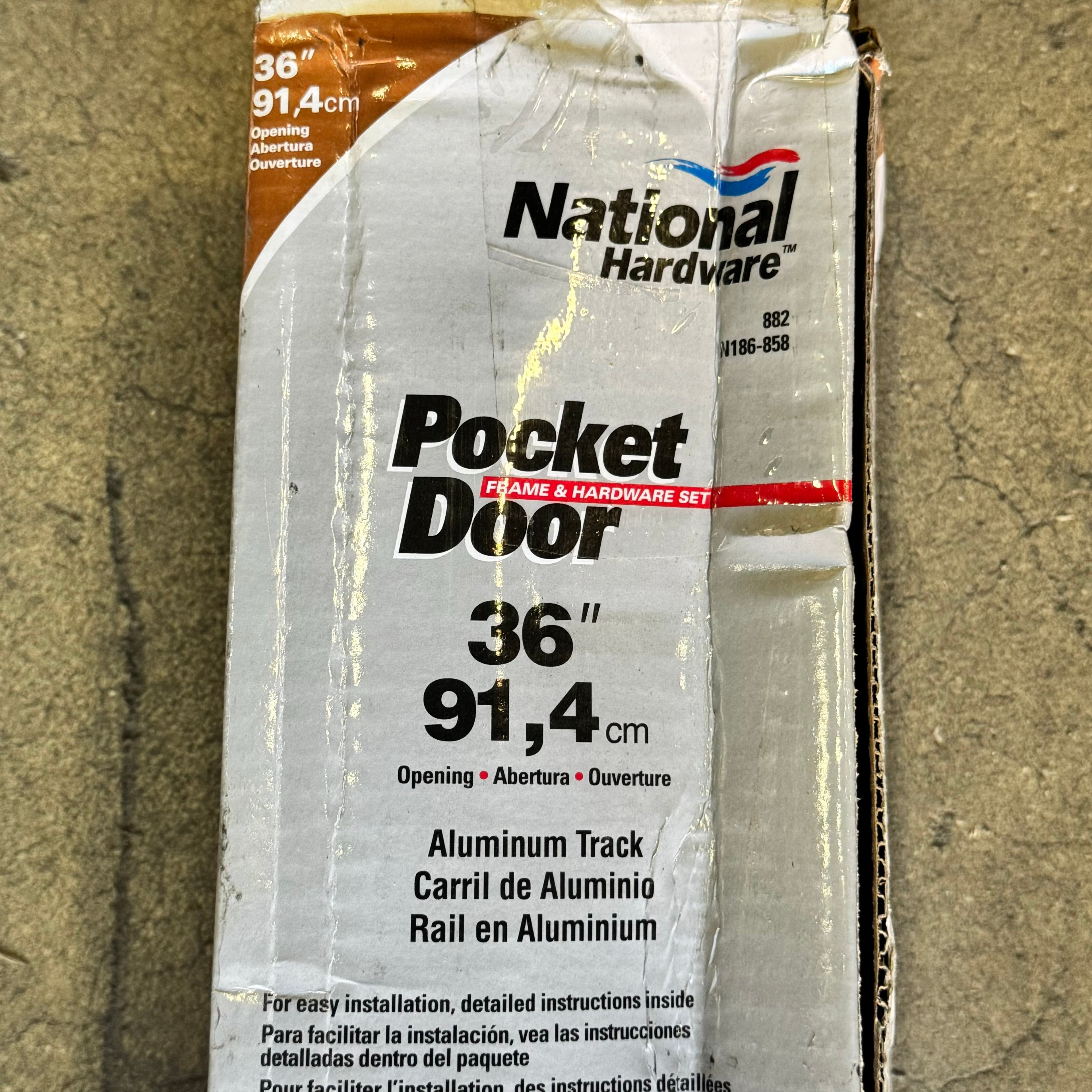 NATIONAL HARDWARE Pocket Door Frame & Hardware Set Sz 36" Silver N186-858