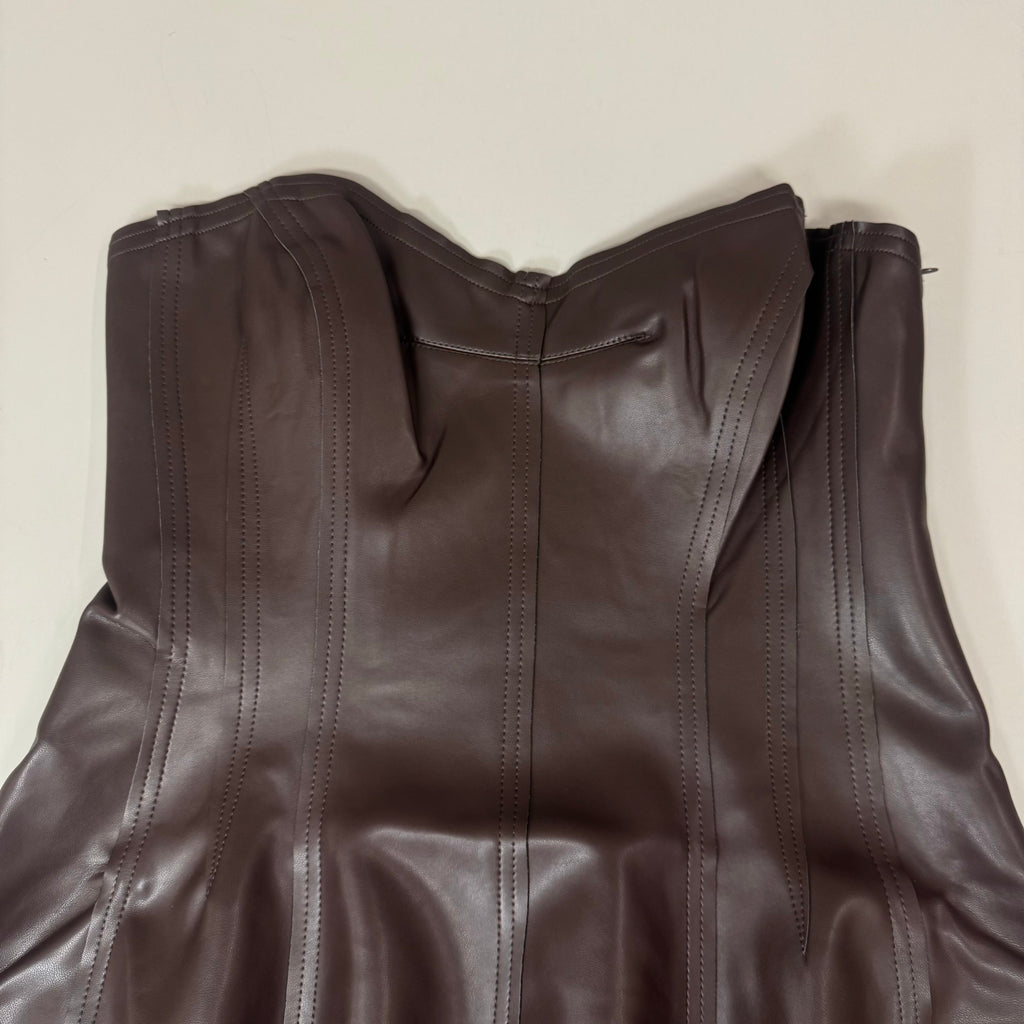 NORMA KAMALI Strapless Grace Mini Dress Unlined Women's Sz XL/42 Chocolate