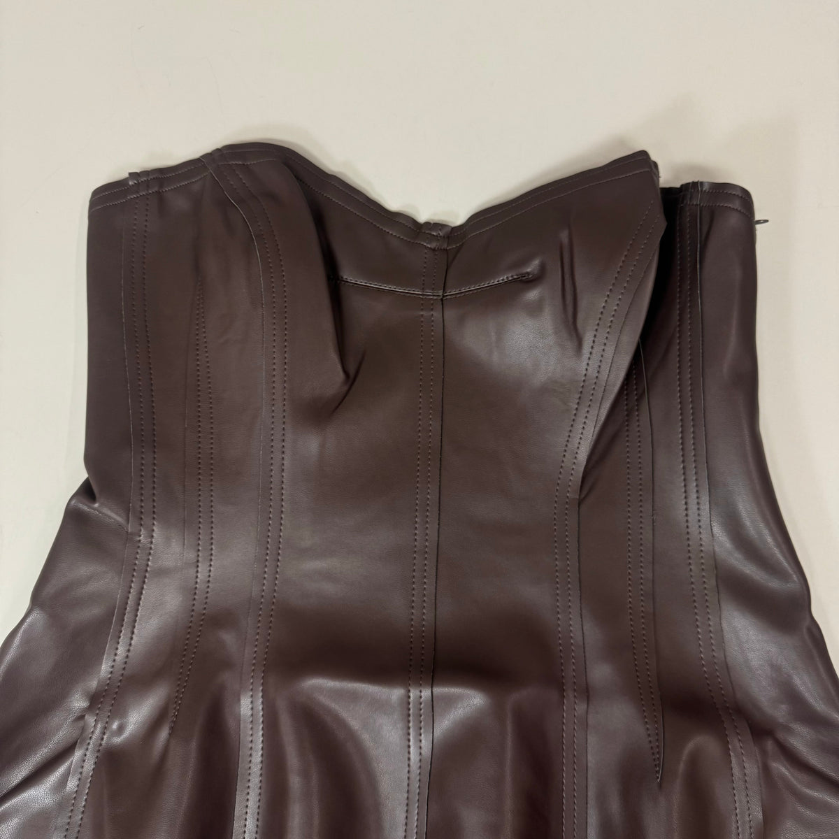 NORMA KAMALI Strapless Grace Mini Dress Unlined Women's Sz XL/42 Chocolate
