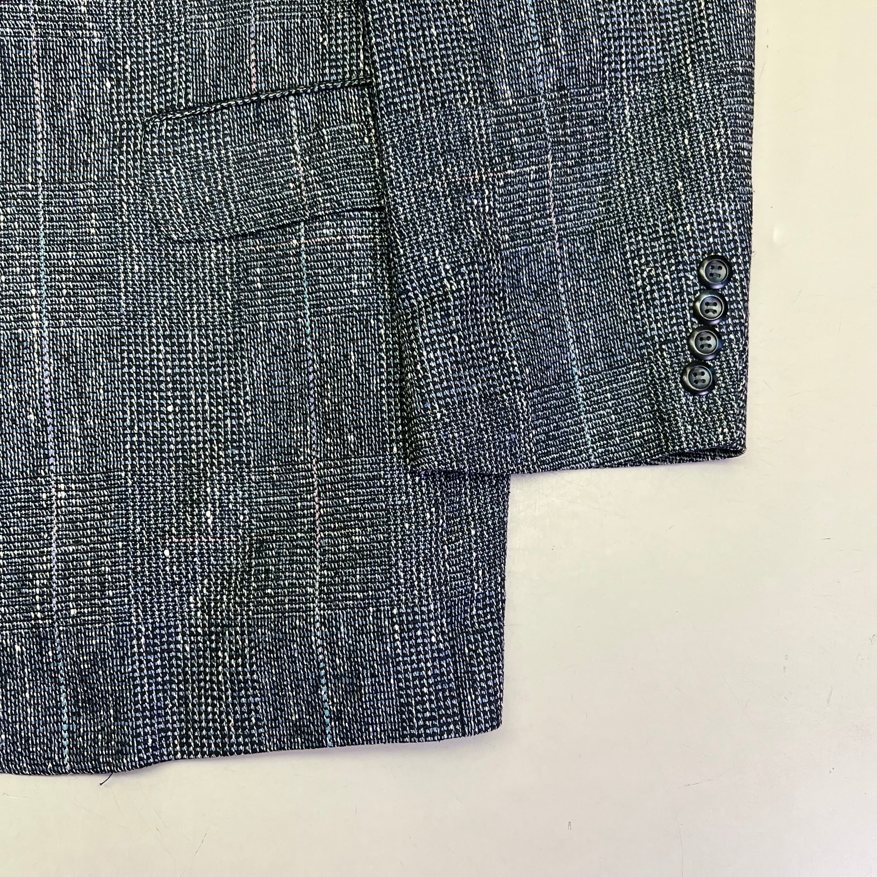 STAFFORD EXECUTIVE 100% Silk Blazer Salt & Pepper  Men's Sz 42R Blue/Black