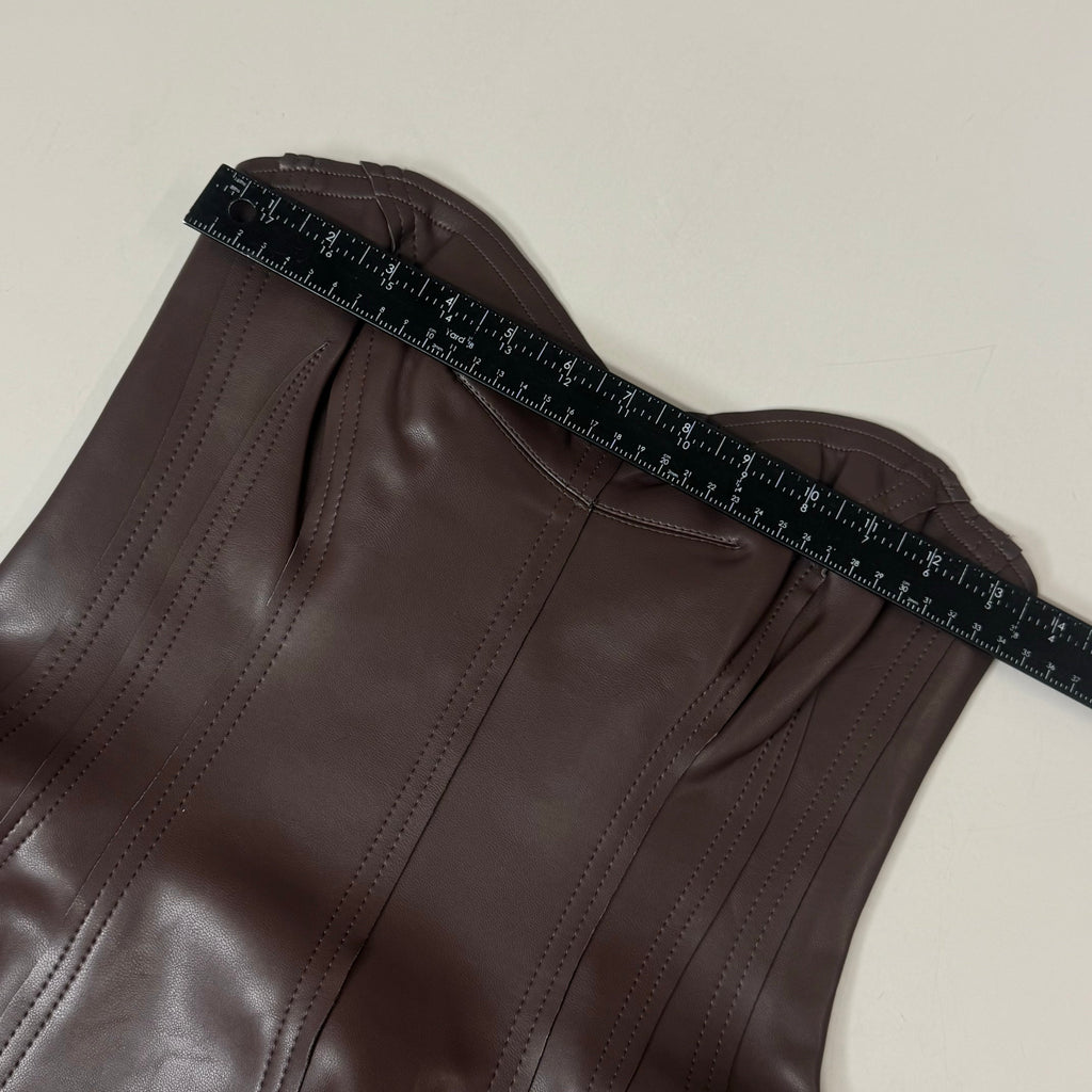 NORMA KAMALI Strapless Grace Mini Dress Unlined Women's Sz S/36 Chocolate