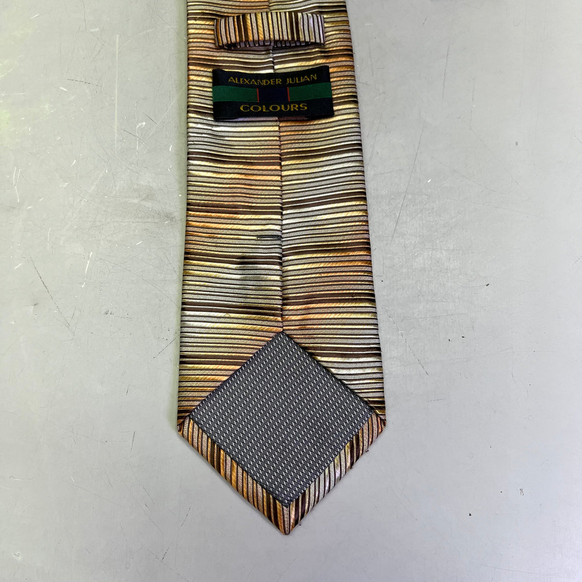 ALEXANDER JULIAN COLOURS Horizontal Design Tie 60" Brown/Orange/Yellow Pre-Owned
