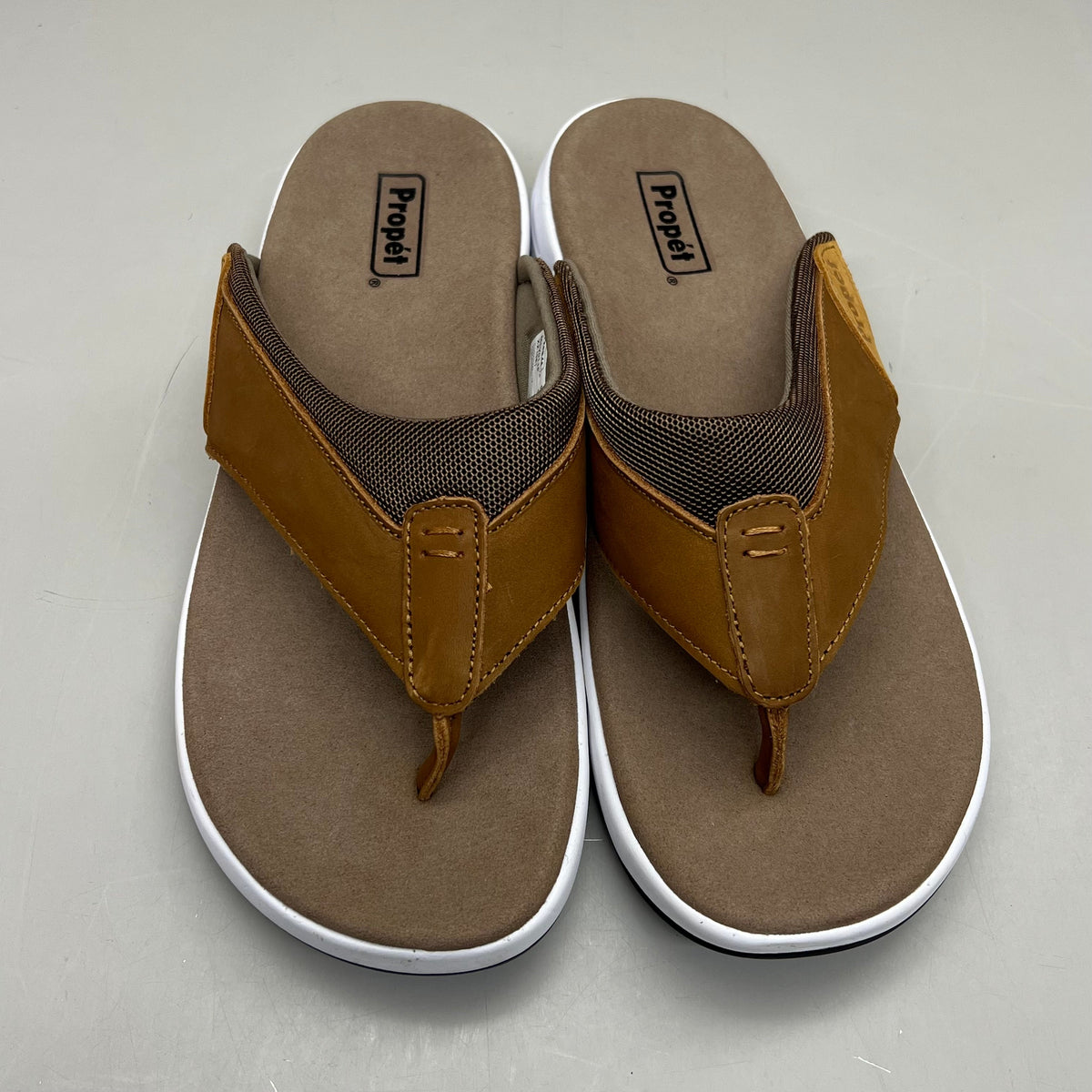 PROPET Easton Cushion Flip Flop Sandal Leather Men's Sz 9.5 XX(5E) Tan MSV011P