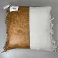 VILLA 22"x22" RN Harris Ivory/Leather Chestnut Decorative Throw Pillow Brown