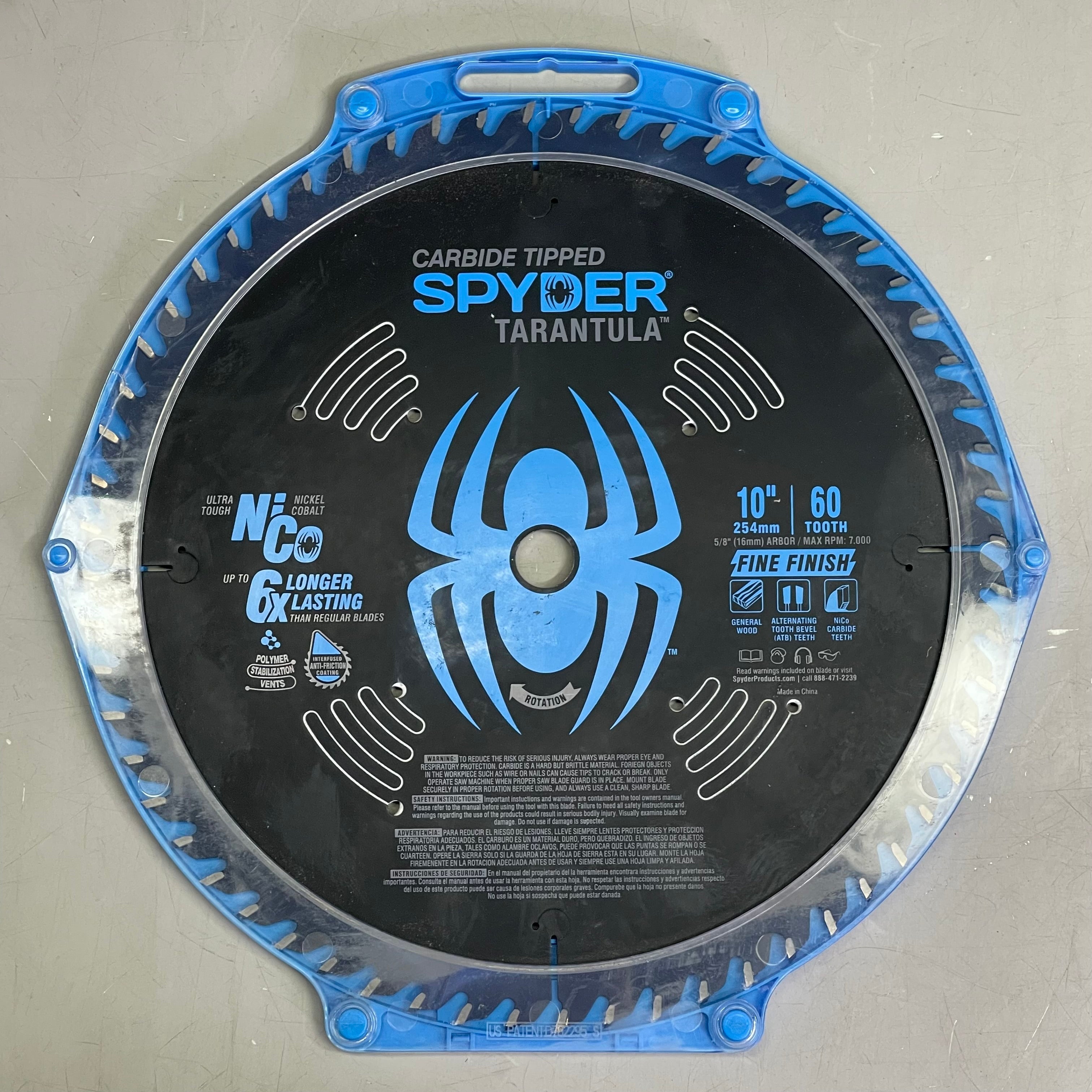 SPYDER Tarantula Fine Finish Circular Saw Blade 60-Tooth, 10" Black 13053