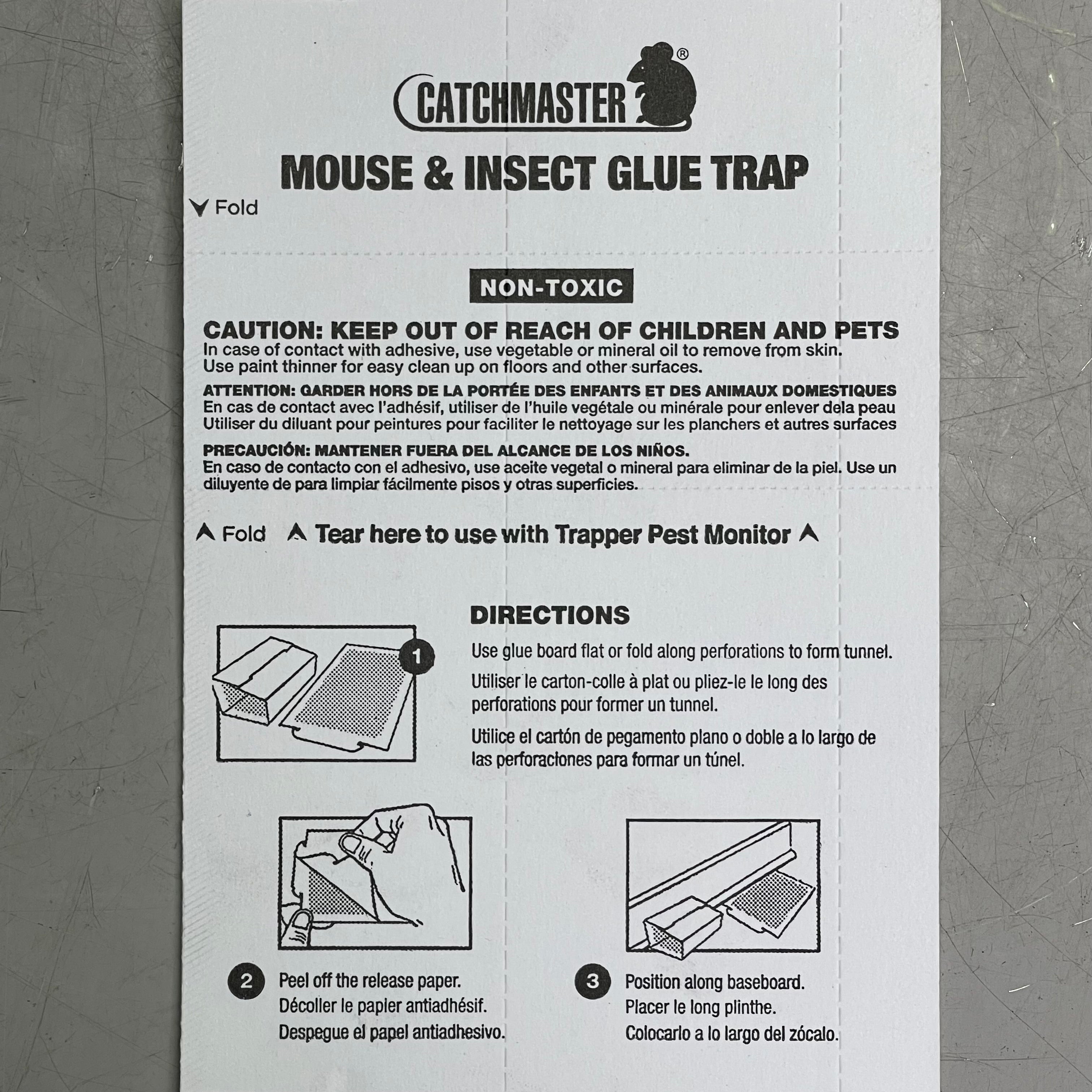 ZA@ CATCHMASTER (72-PACK) Mouse & Insect Glue Boards 10.1"x4" Peanut Butter Scented 72TC