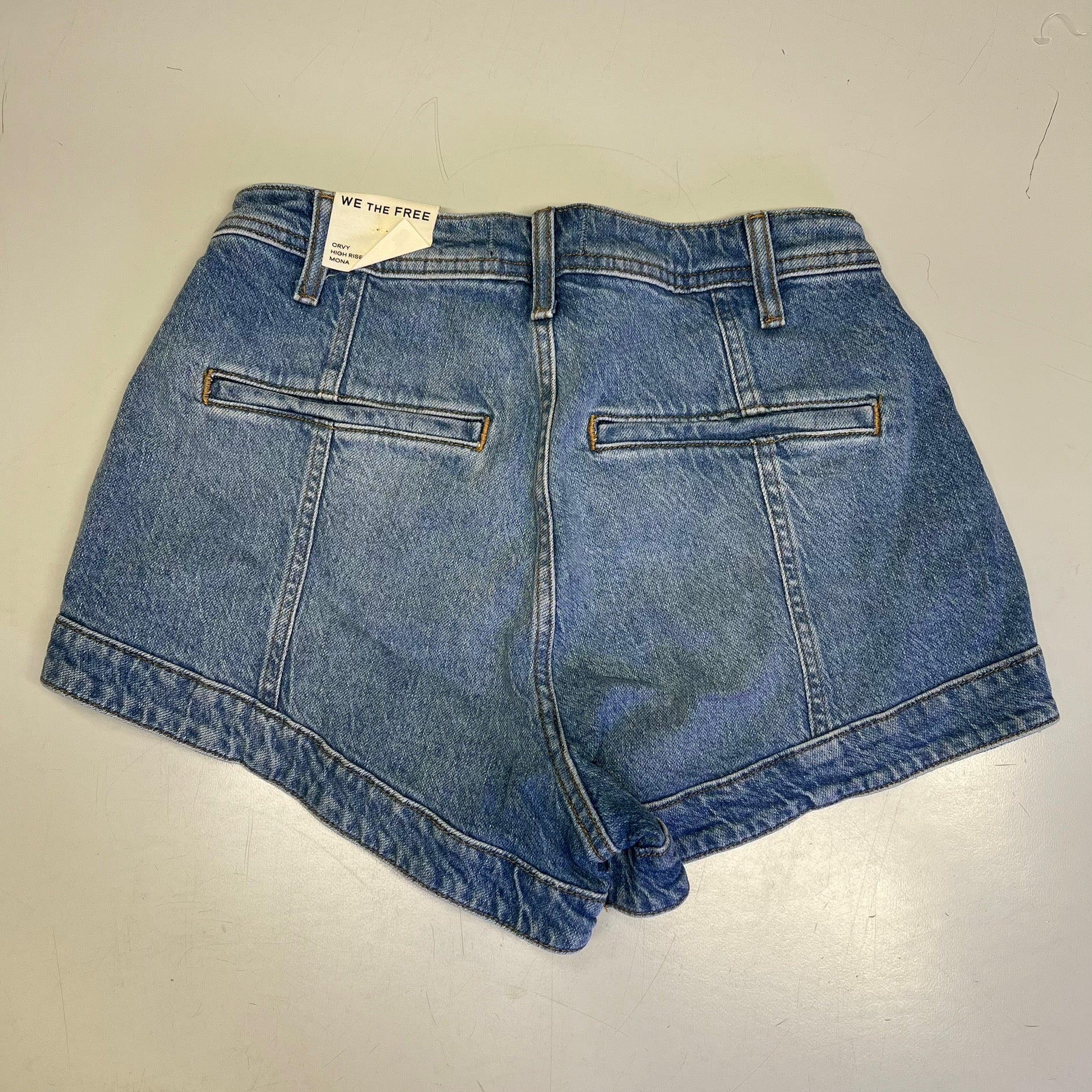 FREE PEOPLE CRVY Mona High-Rise Shorts  Women's Sz 29 Power Trip Blue 931600