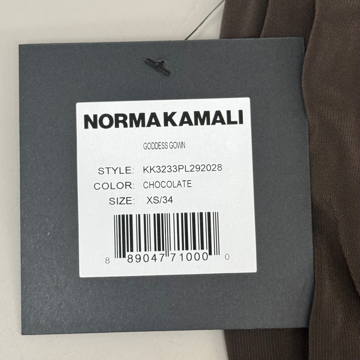 NORMA KAMALI Goddess Dress Unlined Women's Sz XS/34 Chocolate KK3233PL292028