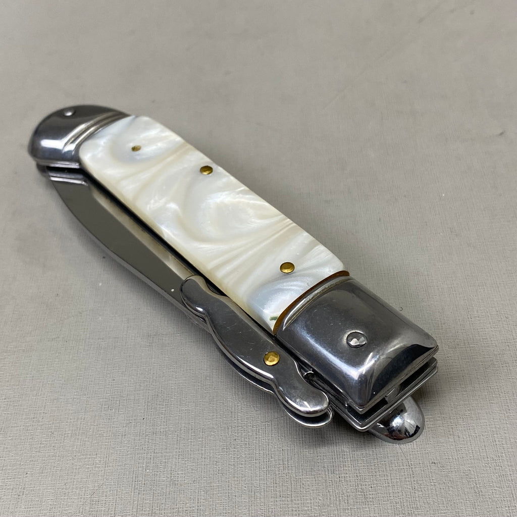 ZA@ ARMED FORCE TACTICAL Hand Crafted OTF Pocket Knife  3.5"Blade 8" Knife White Marble ST-10WP